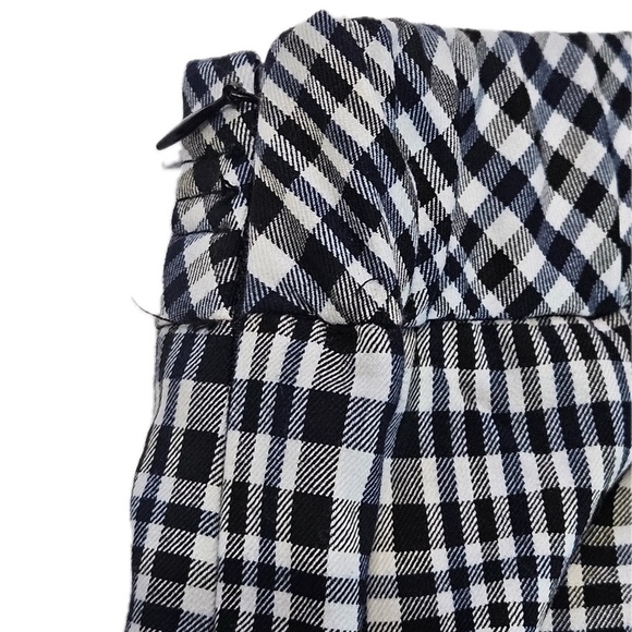 Trina Turk Pants Womens 2 Black Plaid Cropped Wide Leg Made USA 182508 Stretch - Picture 6 of 9